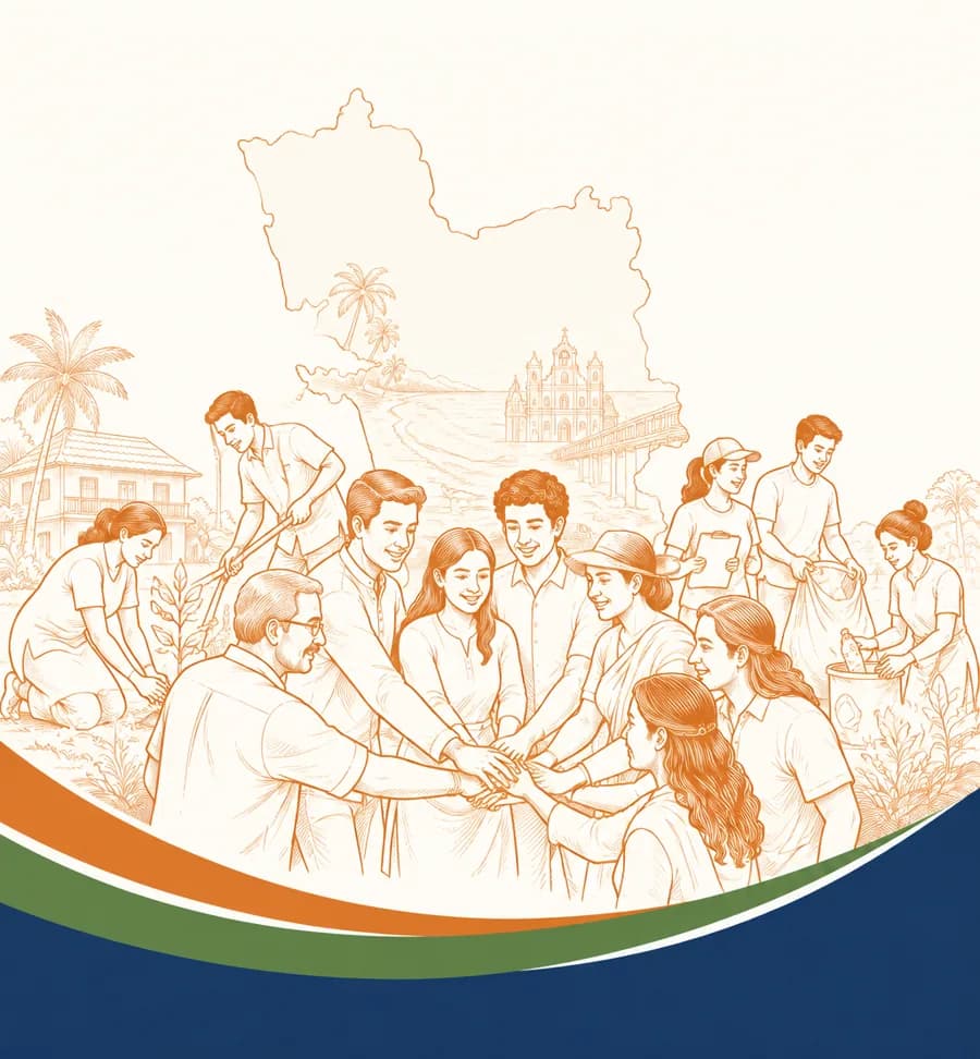 Goan volunteers joining hands around the outline of Goa